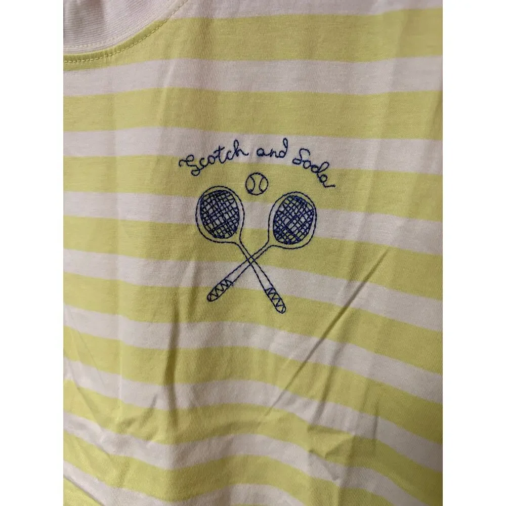 Scotch & Soda Boxy Striped Tee Tennis Racket Embroidered Women’s Size S - Picture 11 of 11